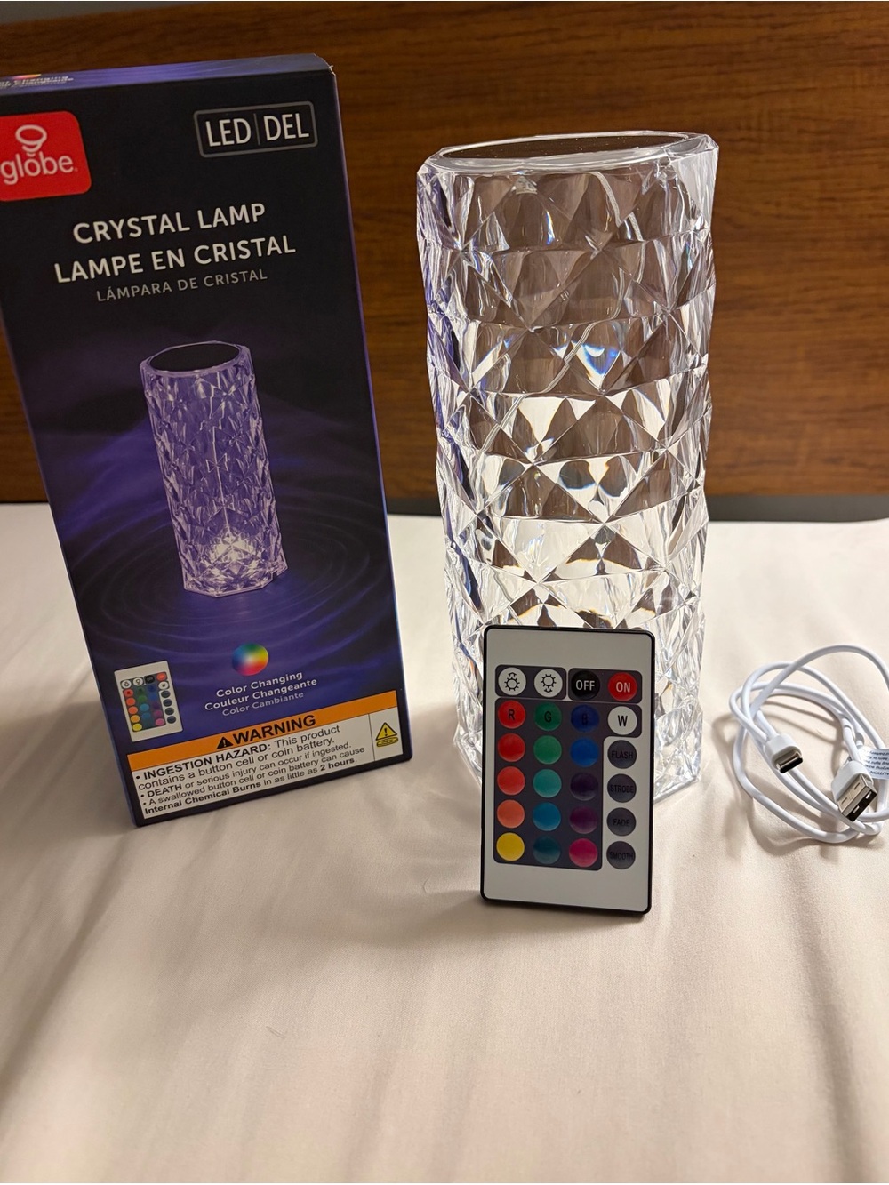 Globe Crystal LED Color-Changing Lantern - Clear
